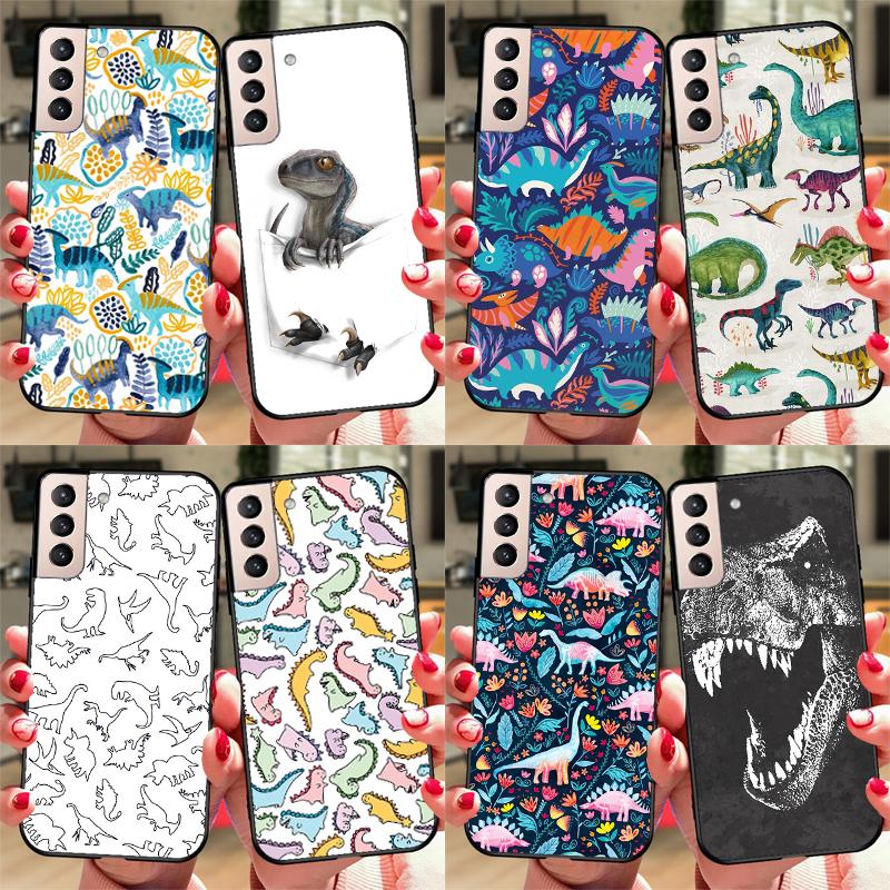 Cute Dino Dinosaur Cover For Samsung Galaxy S23 S21 Ultra S20 FE S8 S9 S10 Note 10 Plus Note 20 S22 Ultra Case