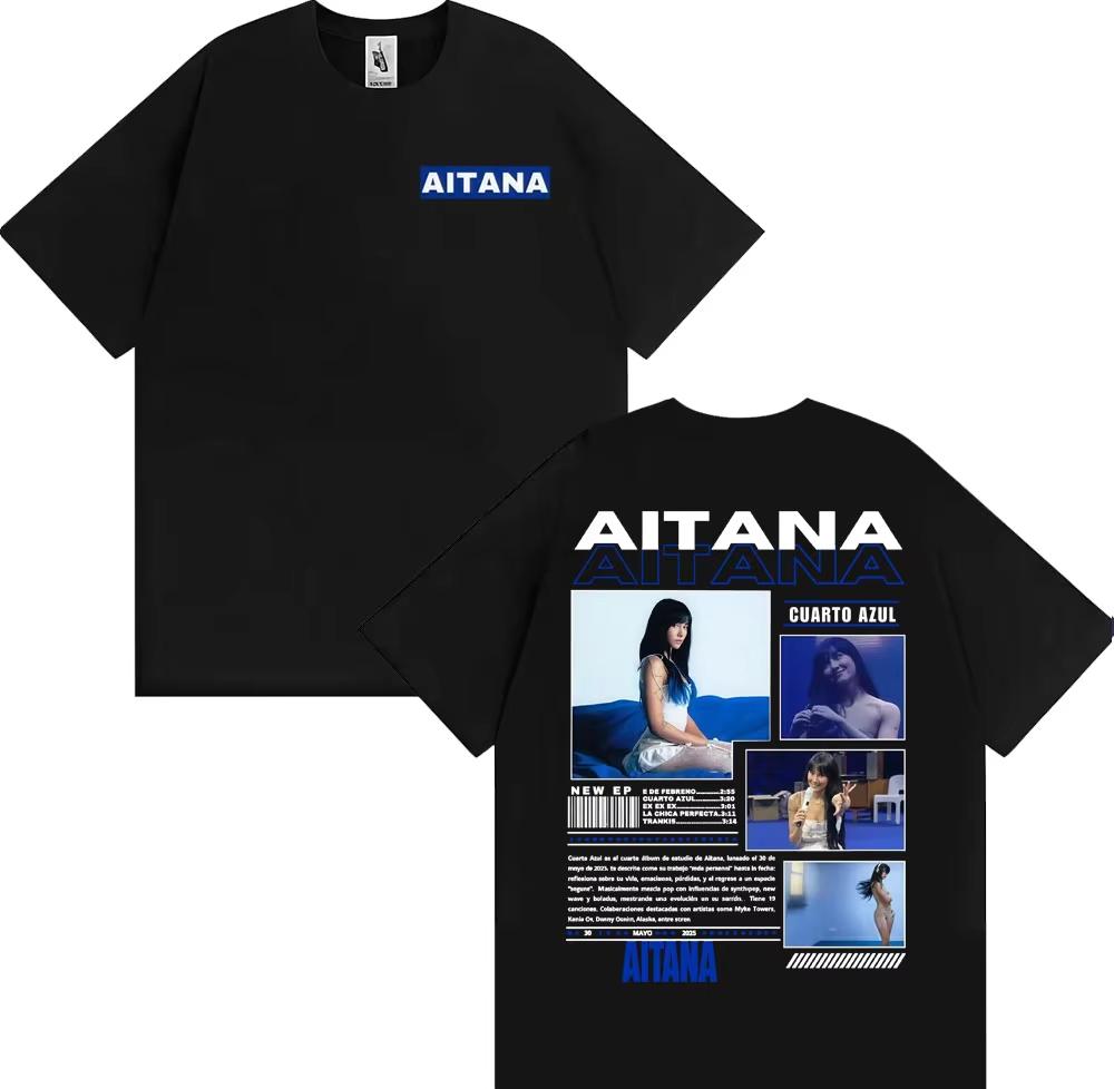 Singer Aitana Cuarto Azul Album Tour T Shirt 2026 Summer New Unisex Womens Fashion Casual 100 Cotton Aesthetic Oversized Tshirt