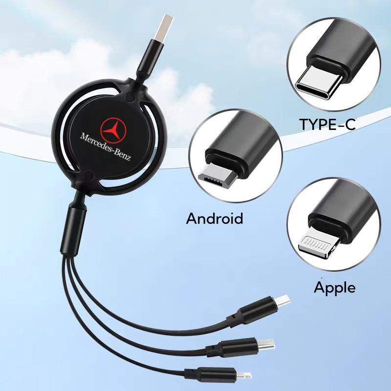 D53 in1 Multi Fast Charging Retractable Data sticker Cable For Mercedes Benz W213 W203 WWV CLA GLA Interior Mouldings SWSJX-BECH