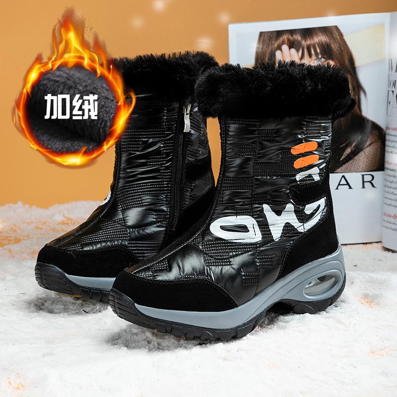 Women's Boots Snow Boots Winter  Platform Shoes High Leather Boots Leather Warm and Waterproof Comfortable High Boots Platform