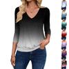 Women's Fashion Casual V-Neck Three-Quarter Sleeve Print Top