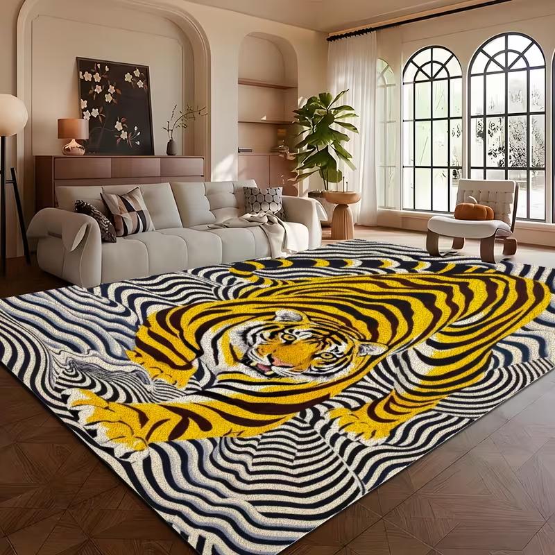 Double Tiger Play Flower Pattern Carpet Decoration Carpet Outdoor Large Carpet Indoor Outdoor Decoration Living Room Sofa Mat
