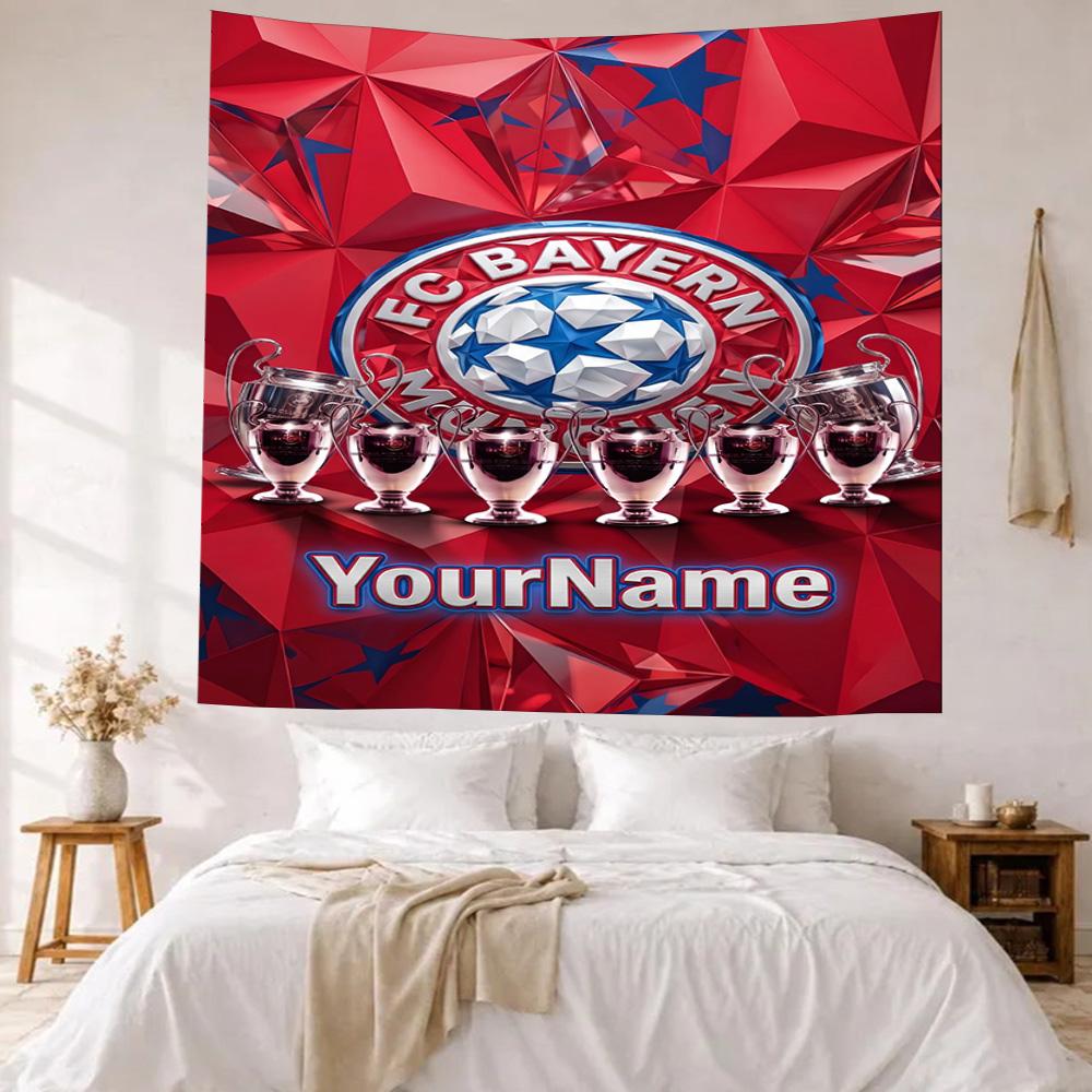 Fc Bayern Mnchen Custom Your Name Wall Decor Tapestry Art For Pet Memorial Birthdaywedding Party Backdrop Family Gift