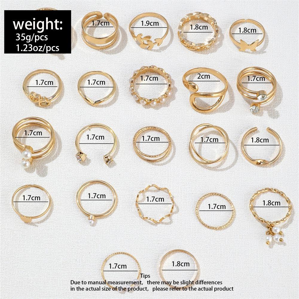 Gold/Silver Wave Joint Rings Set Alloy Love Chain Joint Ring New Multi Style Ring Set  Woman