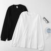 230g White Cotton T-shirt Long Sleeve Cotton Loose Round Neck Solid Color Bottoming Shirt for Men and Women
