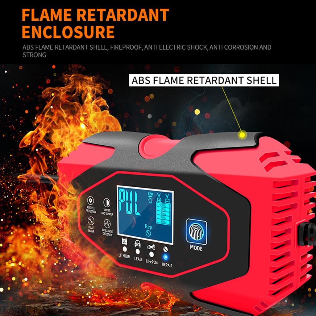 Full Power Auto Stop Car Battery Charger 12V/24V 2ah-150ah Lead Acid Battery AGM GEL& Lithium