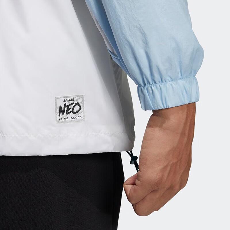 adidas Куртка с капюшоном и длинным рукавом Neo Color Block Logo Мужские куртки Синяя HD4628