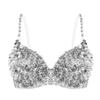 Women's Lingerie Underwear Padded Bra Top Fashion Sparkle Sequins Bralette for Belly Dancing Club Wear