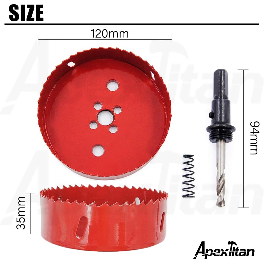 Коронка по металлу, Биметаллическая, Резак для отверстий, Для дрелей-шуруповертов, Сверло 4,7 дюйма (120 мм)