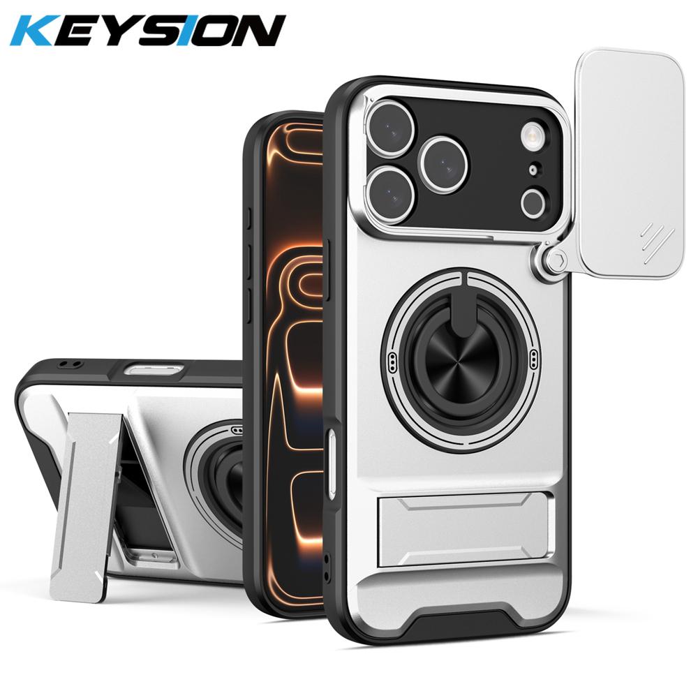 KEYSION Магнитный чехол для телефона для iPhone 17 Pro Max Сдвижная защита камеры Вертикальная подставка Противоударный чехол для iPhone 17 Air