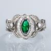 Новое Ретро Высококачественное Посеребренное Женское Вечернее Кольцо Великолепное Зелено-Белое CZ Хороший Подарок На День Рождения для Мамы Элегантное Винтажное Кольцо