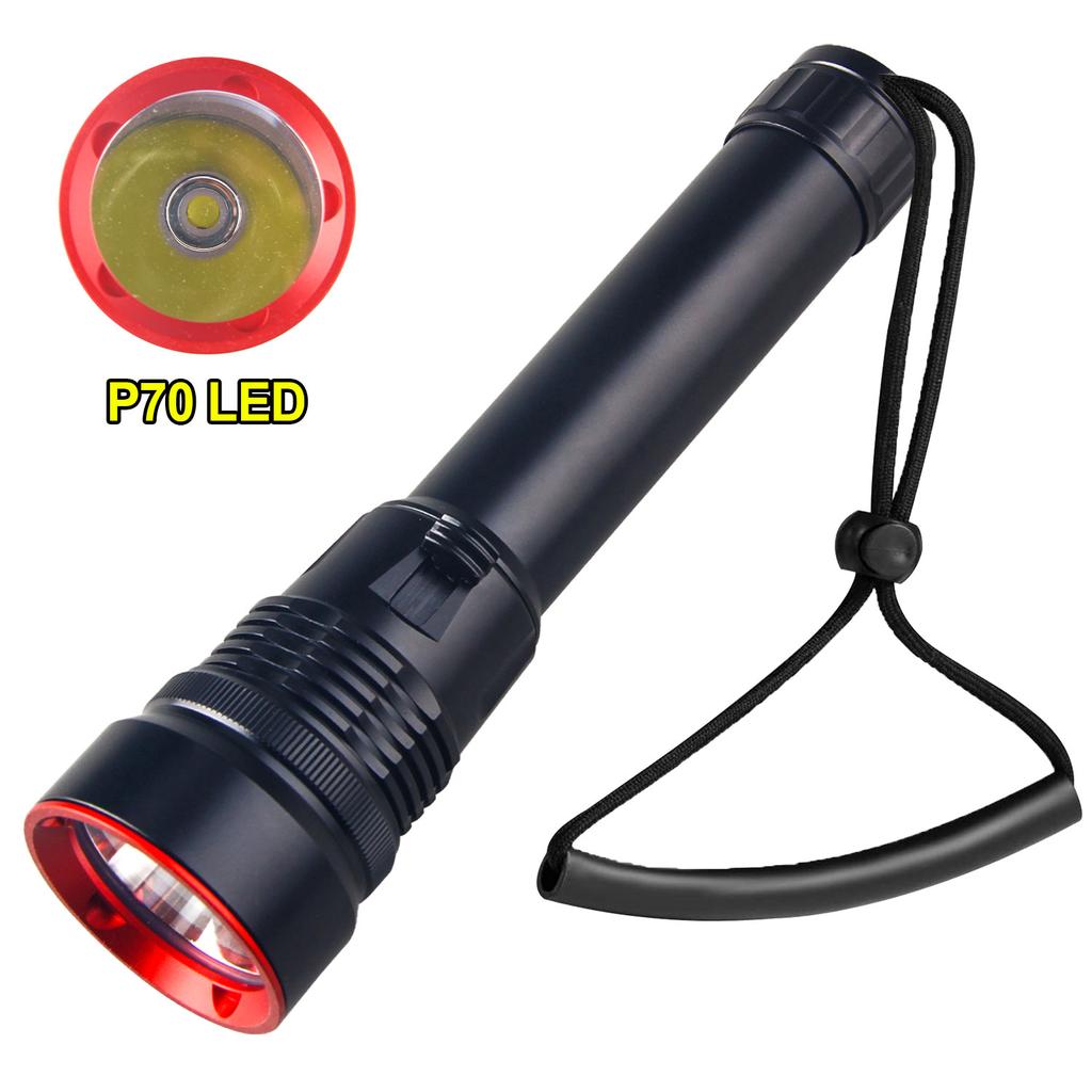 Powerful P70 Diving Flashlight IPX8 Underwater Lamp Professional Scuba Diving Torch 100M High Power LED Flashlights Fishing Lamp