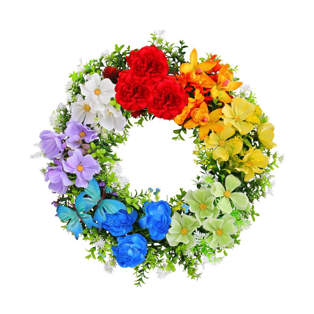 Party Venue Decor Artificial Flower Wreath For Seasonal Events With Durable Plastic And Polyester
