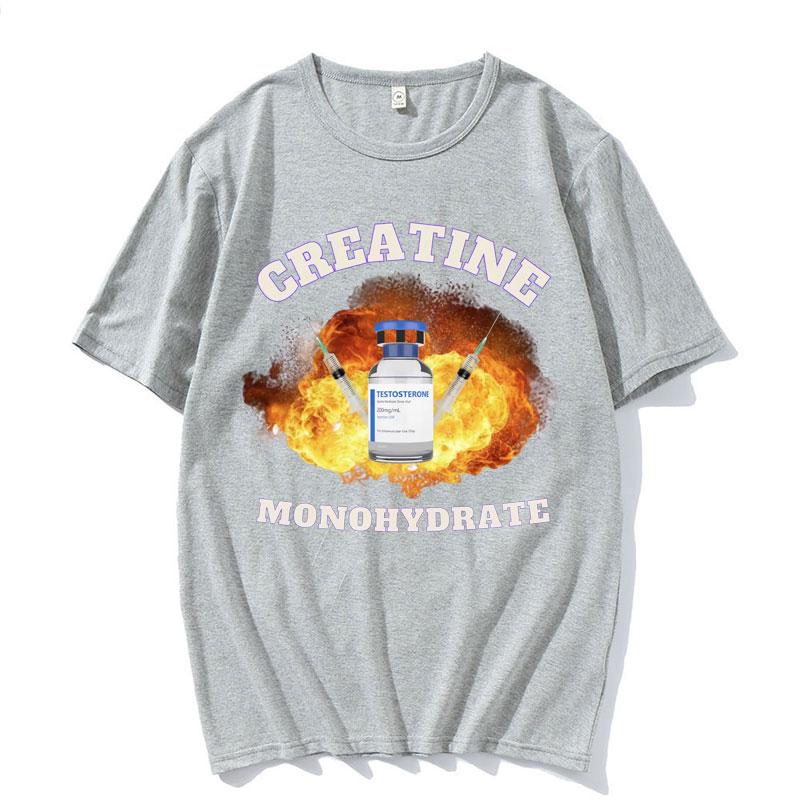 Funny Gym Pumpcover Creatine Monohydrate Meme T Shirt Men's Harajuku Gothic Clothes T-shirt Unisex 100% Cotton Short Sleeve Tees
