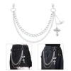 Stylish Pants Chain Crossed Pendant Jeans Chain Popular Streetwear Layered Waist Chain Y2K Bag Chain Hiphop Pants Decors