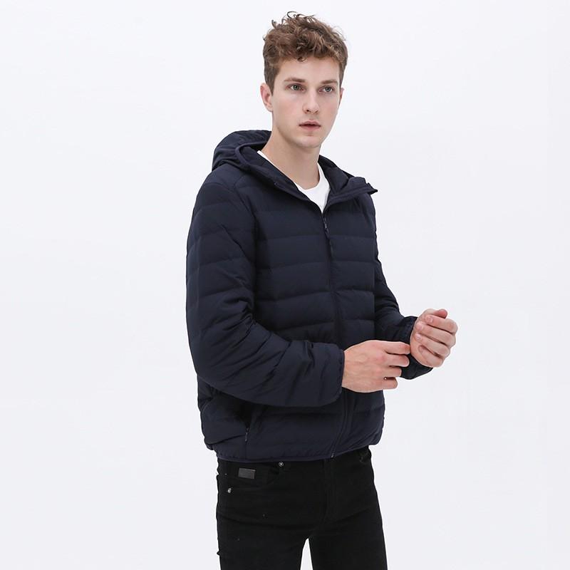 Mens Lightweight Hooded Down Jacket 2026 Fall Winter Short Puffer Coat 85-90% White Duck 600 Fill Power