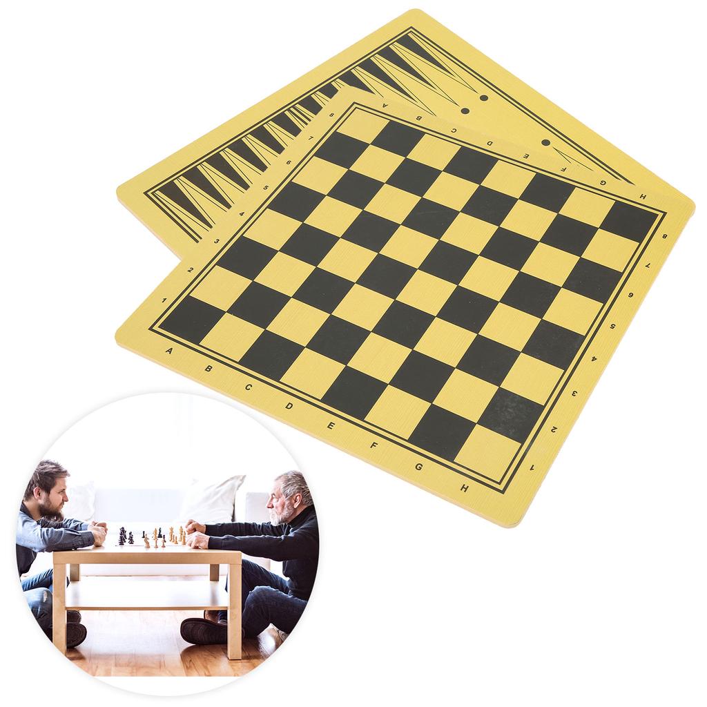 2Pcs Wooden Twosided Chess Board Backgammon Dual Purpose Checkerboard Accessory