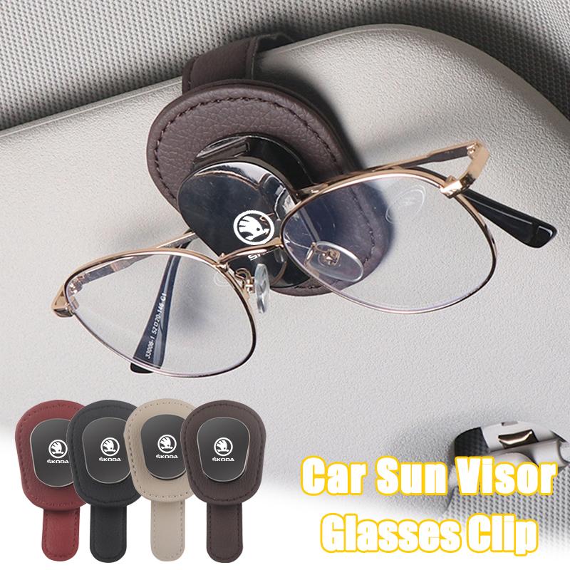 Car Glasses Clip Sun Visor Storage Clamp Ticket Card for Skoda Fabia Yeti Rapid Kodiaq Mk3 A4 A6 A7 Kamiq Karoq Vrs Accessories HJ1