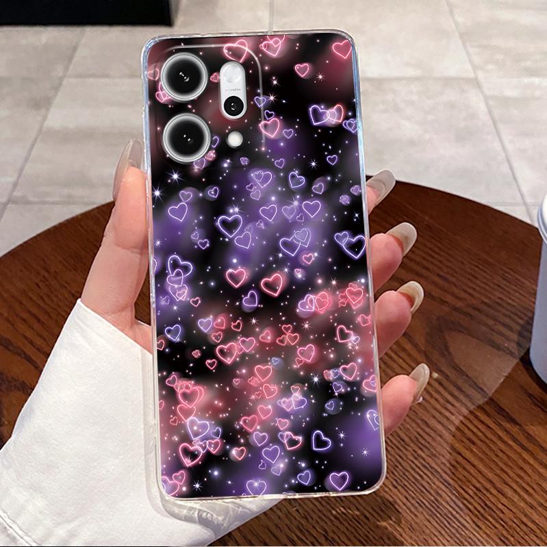 Чехол для OPPO Reno14 Reno 14 Pro 5G Роскошный Милый Сердце Кролик Забавный Чехол OPPO Reno 14 14Pro Reno14Pro 5G Прозрачный Мягкий Чехол для Телефона
