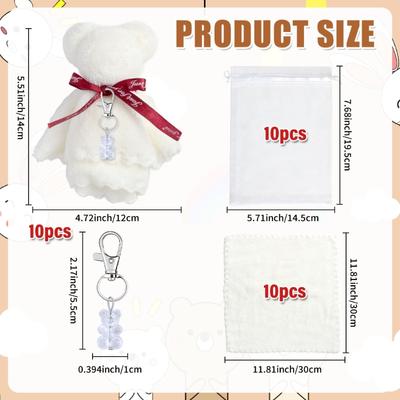Подарки на Baby Shower Брелоки-плюшевые мишки в органзовых мешочках, карточки «Спасибо» и полотенца для свадебного декора