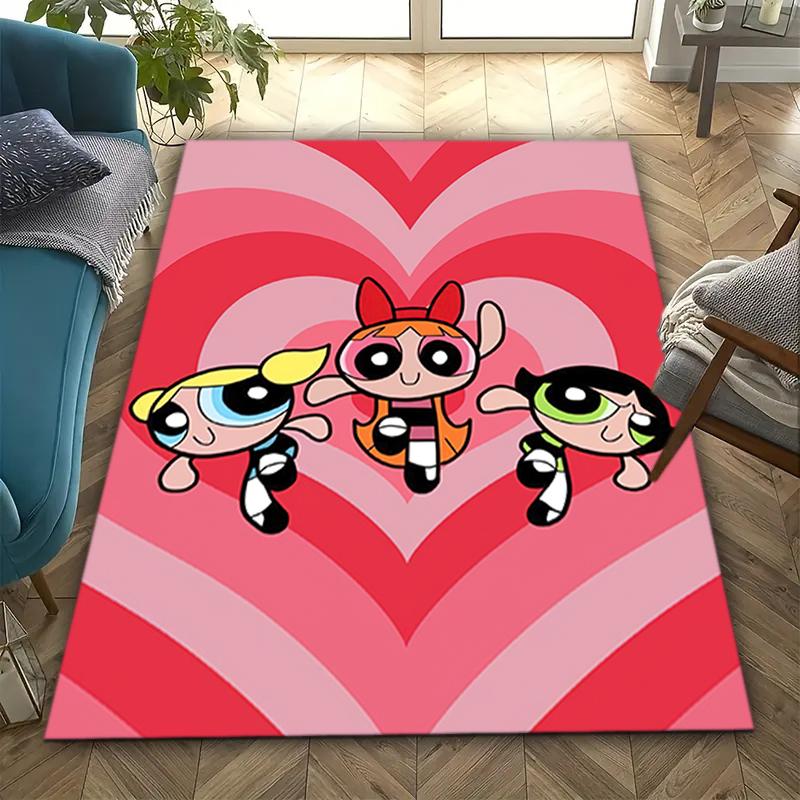 1Pc The Powerpuff Girls Printed rectangle carpet, home door mat, outdoor travel protection carpet A13
