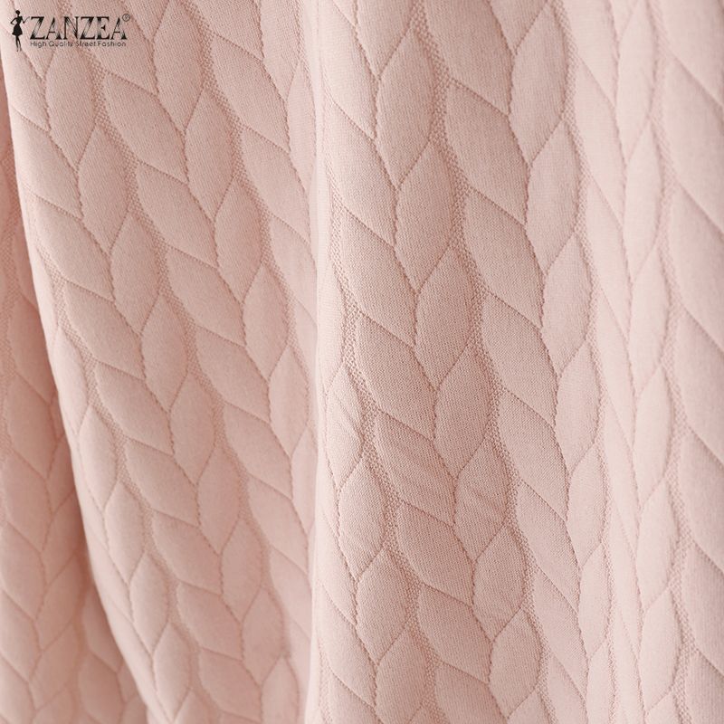 ZANZEA Women Casual Round Neck Long Sleeve Loose Pullover Sweatshirts