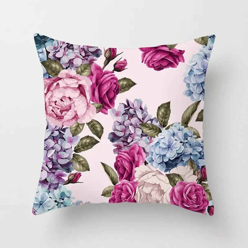 Watercolor-Style Floral Paintings Double-Sided Printed Pillow Cover Short Plush Suitable Living Rooms Sofas Throw Cushion Cover