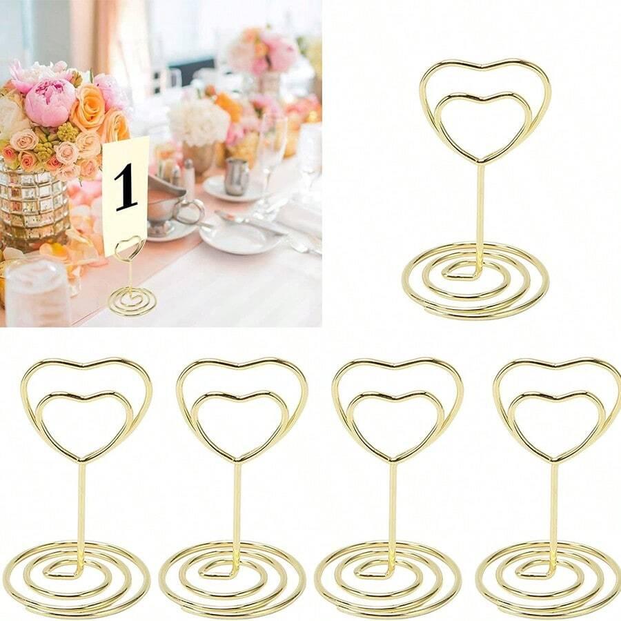 10-50pcs Mini Place Card Holder Table Number Holders Table Card Holders Wedding Heart Shaped Table Sign Picture Photo Holder