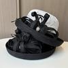 New Xiaoxiangfeng Black and White Curling Top Hat, Women's Elegant Lace Splicing Small Edge Basin Hat, Summer Sun Protection Visor