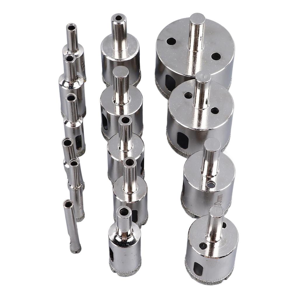 15Pcs Hole Saw Universal Shank Emery Hole Saw Drill Bit Hole Opener Tool Set Kit for Tiles Glass
