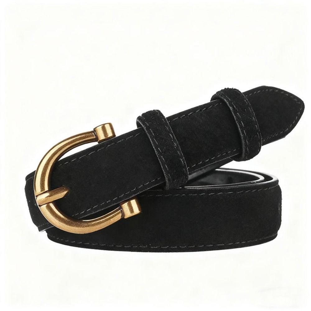 Pin Buckle Suede Leather Belt Versatile Wide Waistband Women Waist Belt  Coat Skirt Decoration