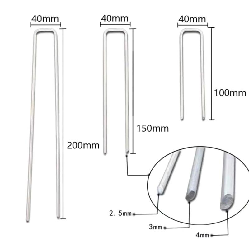 50Pcs U-Shaped Garden Staples Heavy-Duty Fence Tubing Stakes Sod Pins Galvanized Landscape Spike For Holding Lawns Barrier