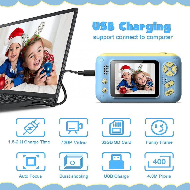 Kids Camera, Kids Camera With Tripod, 180 Rotating Lens, 40mp Photo