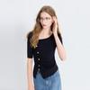 SanCai 2025 Autumn Slim Fit Mid-Sleeve Knit Top