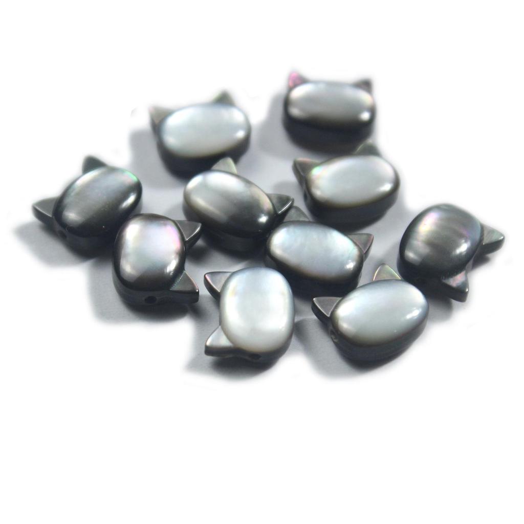 Ракушка Котенок Голова Бусины-разделители для изготовления украшений своими руками: Черно-белый браслет/ожерелье из ракушек.