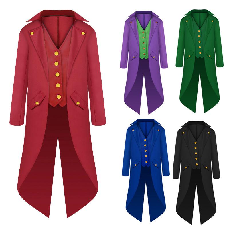 Детский винтажный фрак в стиле стимпанк, куртка, готический викторианский сюртук, костюм для косплея, костюм на Хэллоуин, платье