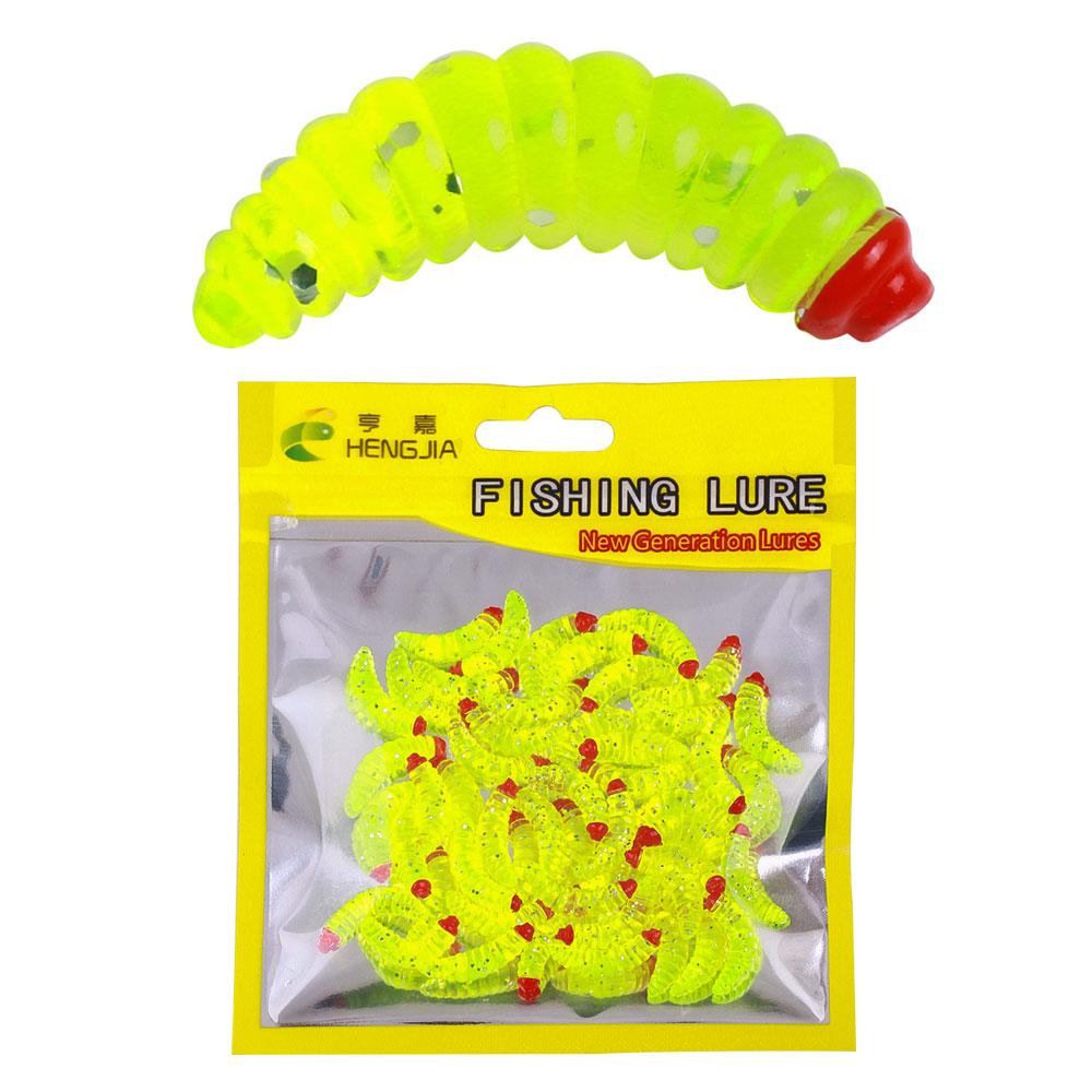 50 шт./пакет, мини-приманка для хлеба, червячная приманка, светящаяся личинка, мягкая рыболовная приманка с рыбным и мускусным запахом