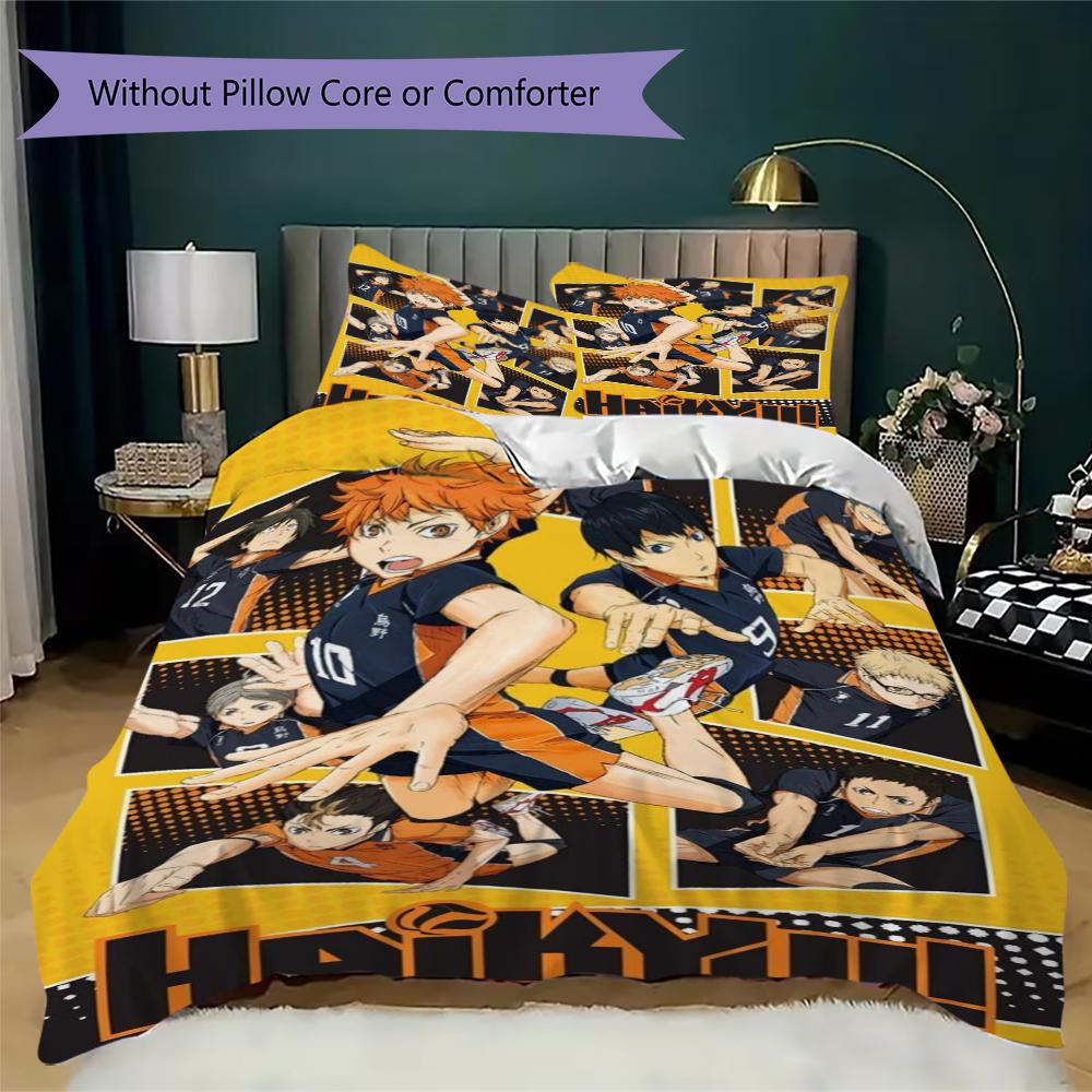 Haikyu!! Anime Pattern Bedding uilt Set uilt Cover Pillowcase Home Decoration Birthday Gift (1 * duvet cover + 2 * pillowcase without core)53