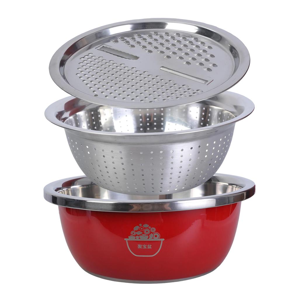 Многофункциональный таз из нержавеющей стали с утолщенной конструкцией, миска для слива продуктов с крышкой для эффективного использования на кухне