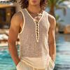 Men Sleeveless Lace-up Bandage Hollow Out Casual Tank Tops
