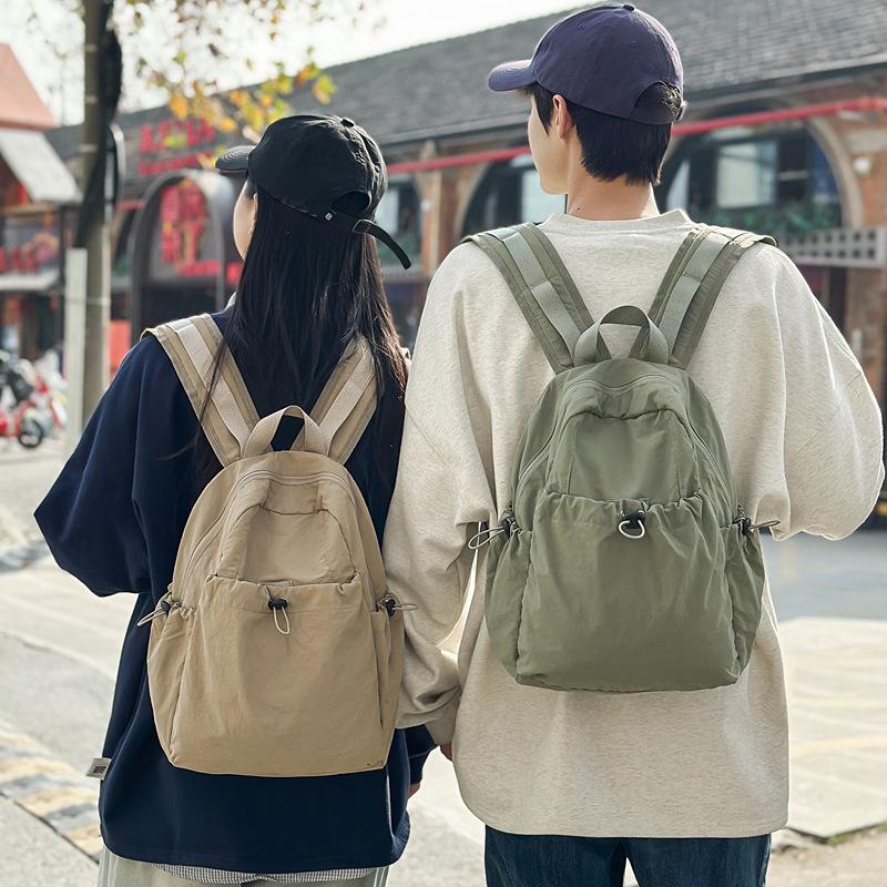 Однотонный плиссированный рюкзак для мужчин, легкий дорожный рюкзак, женская школьная сумка