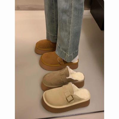 Полусапожки с толстой подошвой и мохнатым верхом женские Birkenstocks 2025 новые зимние бархатные теплые Birkenstocks зимние ботинки хлопковая обувь