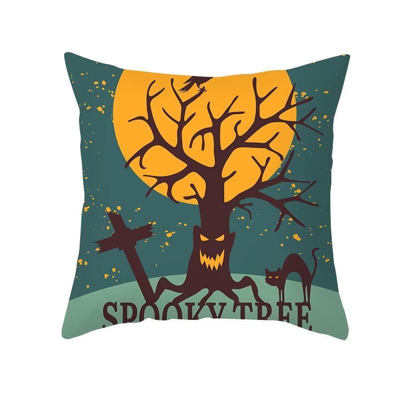 Halloween Cartoon Skull Spider Demon Bat Decorative Pattern Pillow Case Bedroom Living Room Sofa Cinema Garden Throw Pillow Case