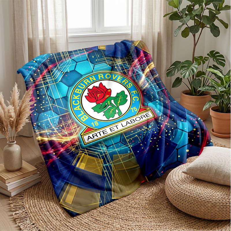 Blackburn Rovers Football Print Flannel Blanket, Soft Warm Lightweight Throw Blanket for Sofa Bed Camping