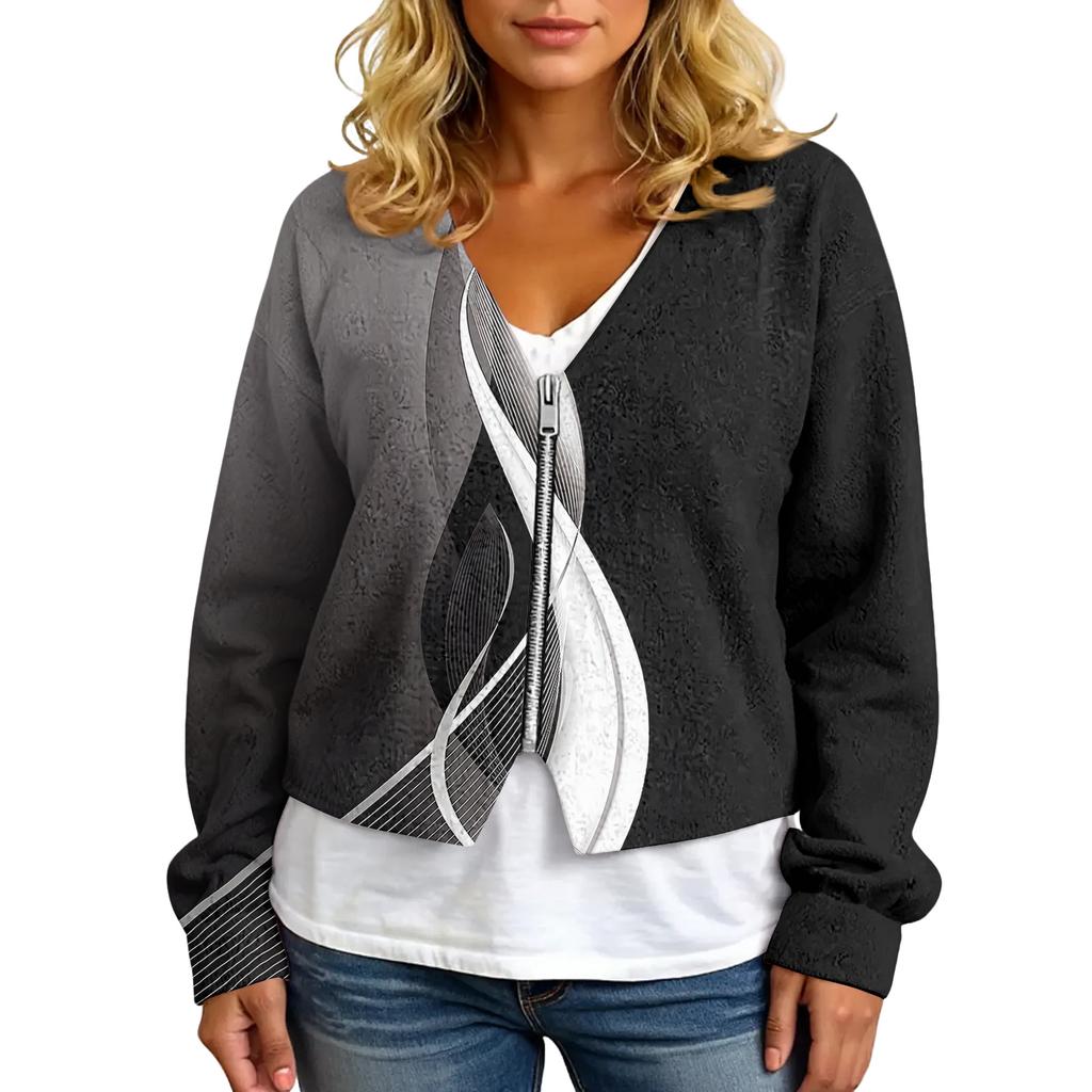 Womens Zip Up Sweaters Sweatshirts Long Sleeve Oversized Jackets Soft Casual Loose Tunic Tops
