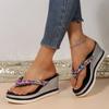 Women Sandals Clip Toe Platform Sandals Woman Colorful Beaded Wedge Sandals Flip Flops Summer Thick Sole Beach Shoes