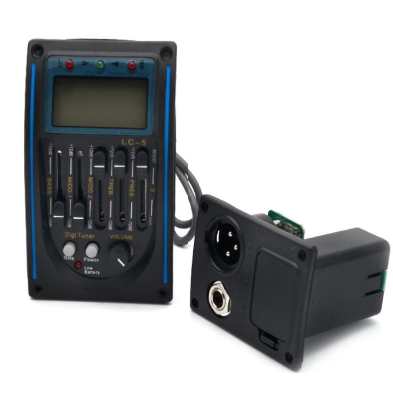 LC-5 5 Band Acoustic Guitar Preamp EQ Equalizer Pickup Tuner System with Micro Phone Pickup for Acoustic Guitar