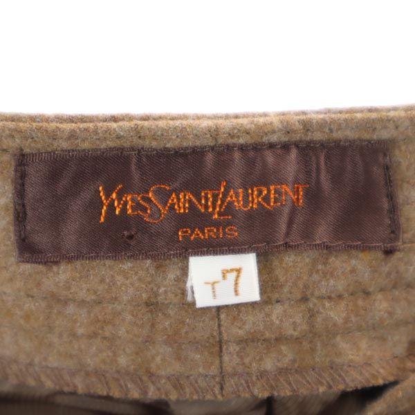 Неиспользованные шерстяные длинные брюки YVES SAINT LAURENT Sanyo Shokai T7 коричневые женские б/у