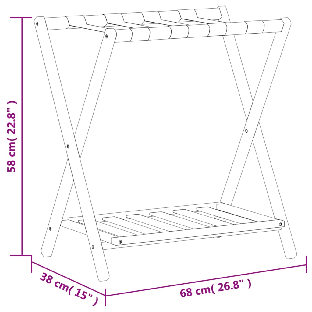 Luggage Rack Black 68 x 38 x 58 cm Bamboo