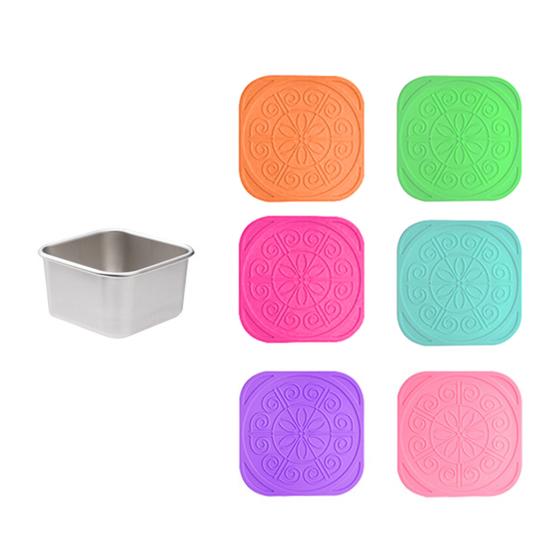 Чашка для соуса из нержавеющей стали с силиконовой крышкой Герметичный квадратный контейнер для закусок для детей Не содержащий БФА Штабелируемый ланч-бокс для школы пикника